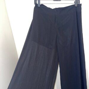 Black Sheer Wide Leg Palazzo Pants – High Waist Zip Back – Size L